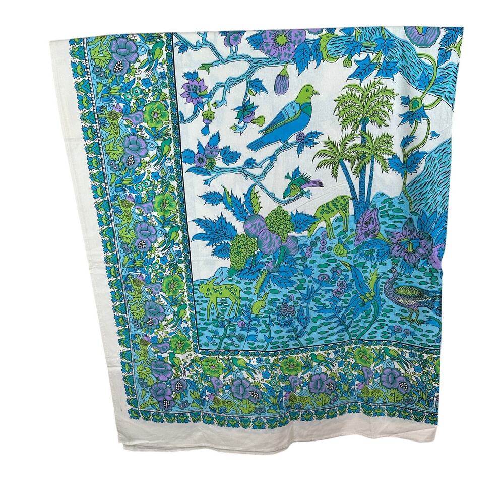 India Arts Cotton Bedspread Full Double Floral Birds Deer Garden Boho Tapestry